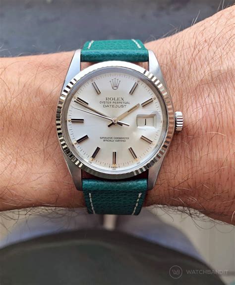 rolex datejust green leather strap